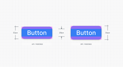 Two buttons: first with strict height definition, second with strict padding definition