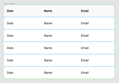 A screenshot showing the process of styling the table border, the row lines, and setting the table corner radius