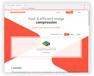 تصویری از وب سایت Compressor.io