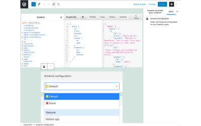 Selecting the schema configuration within the persisted query CPT