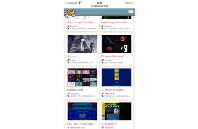 Mobile screenshot of the Neocities website