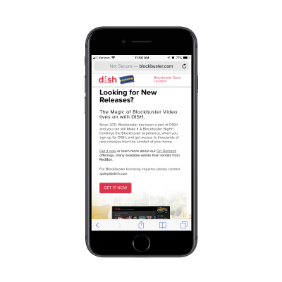 Blockbuster website on mobile