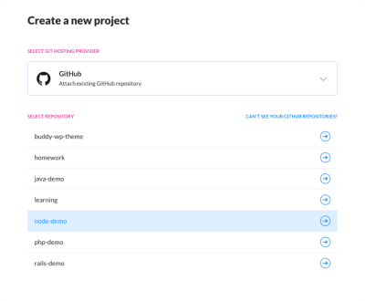 Tutorial step 1: Selecting the hosting provider