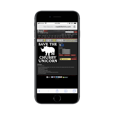 RoadKill T-Shirts not responsive on mobile