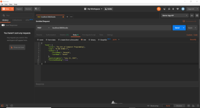 The Postman GUI populated with response data from the POST Request.
