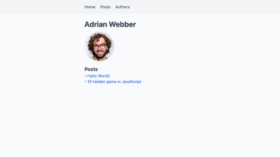 An author’s profile page, now including a list of links to their posts.
