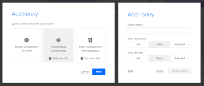 A screenshot of options to choose when adding a library