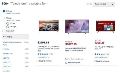 What's the comfortable range when choosing a TV? Probably not 500 options, but rather 5–10 good ones. That's where filters matter.