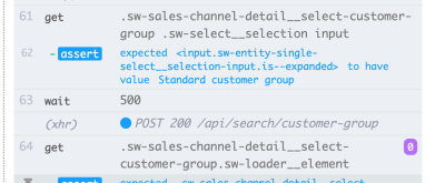 A fixed waiting time, found in Cypress’ test log
