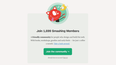 Signup prompt for Smashing Magazine membership