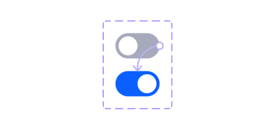 Two switch components inside a variant group, the first one is turned off and connected to the second one that is turned on.