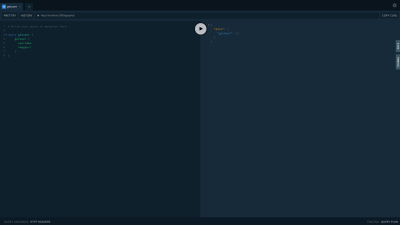 The graphiql console with a getUser request being made an empty reponse