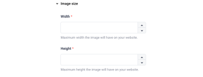 Image size fields inside Storyblok headless CMS