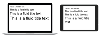 In this example, we are setting four fluid typography values with different bounds and the same preferred size of 4vw. Although the result on the left looks consistent, the fluid sizing (on the right) is inconsistent on some viewport widths because the change occurs at different viewport widths.