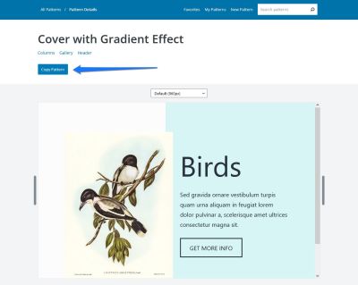 A screenshot of a Copy Pattern button on the pattern page