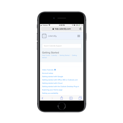 Calendly support breadcrumbs