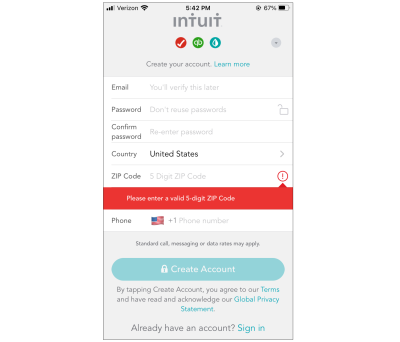 Field-level tooltip text in the Mint mobile app.