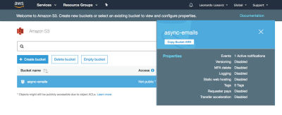 Displaying bucket properties inside the S3 dashboard