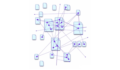 Illustration showing how semantic data connects across web pages