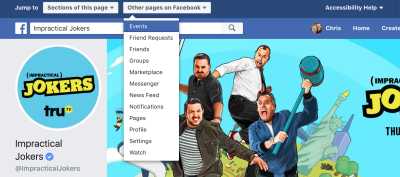 Facebook offers plenty of skip link keyboard shortcuts.