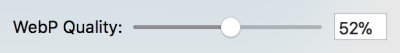 A slider shown in sketch for exporting lossy WebP images. The slider goes from 0 to 100, where 0 is the lowest quality, and 100 is the highest.