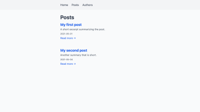 A list of our two placeholder posts.