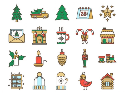 Lovely Christmas Icon Set