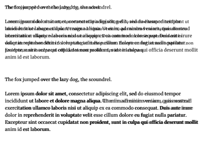 Font Style Matcher screenshots showing two sets over text overlaid on each other with the top having big differences and the bottom having the text very similar.