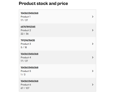 A table where some fields are hidden and the layout is simplified to critical data to allow for easier scanning