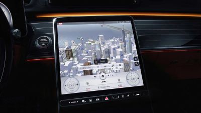 3D rendering for objects in the latest generation of Mercedes S-klasse navigation system.