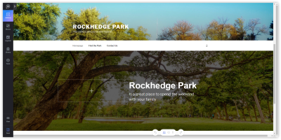 The template has a big image section just beneath the header, with a fixed background and a generic title
