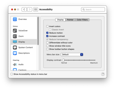 You can alter the look and feel of Mac OS thanks to its accessibility options, and you can also do the same to websites thanks to media queries such as ‘prefers-reduced-motion’ or ‘prefers-color-scheme’