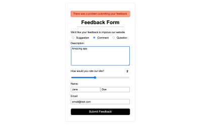 Error on Feedback Form