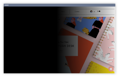 Screenshot of an online stationery store with only half the screen visible, to show the impact of Hemianopia