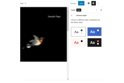 A screenshot of WordPress Full-Site Editing color themes