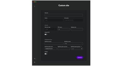 Custom configuration for new WordPress site.