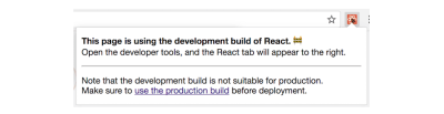 React Developer Tools’ “production build” warning