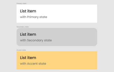 List item with primary, secondary and accent state