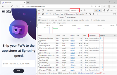 The Network tool in Edge, showing the new Fulfilled by column