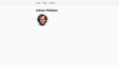 An author’s profile page, showing their name and headshot.