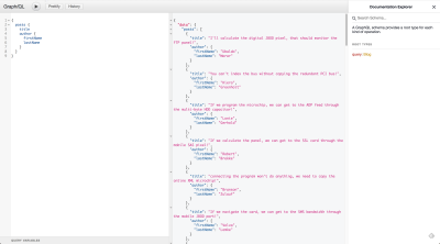 A screenshot of a basic query made with GraphiQL