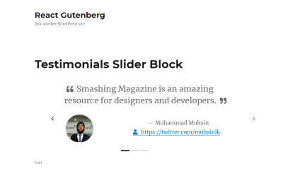 Testimonials Slider Block in the frontend