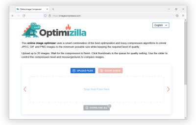 تصویری از وب سایت Optimizilla