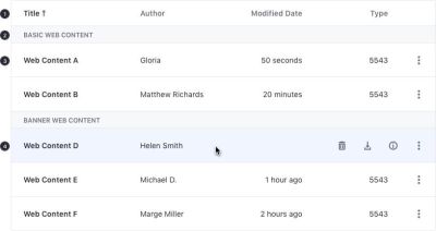 Table view hover for the Liferay design system. 