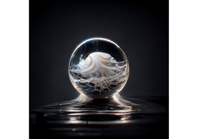 AI-generated design: 3D sphere with sea wave