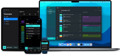 Timemator interface on different devices