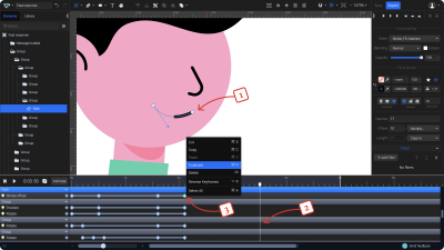 A screenshot showing the steps of how to add expressiveness to the character.