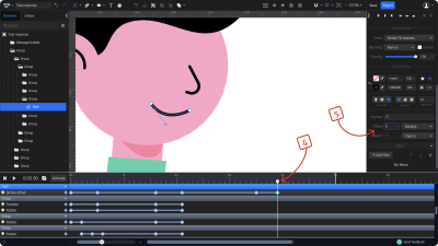 A screenshot showing the steps of how to add expressiveness to the character.