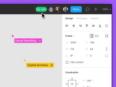 An image featuring Figma’s audio chat feature