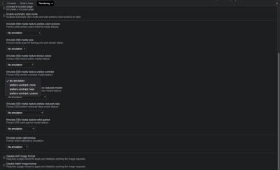 ‘Emulate CSS media feature prefers-contrast’ option in DevTools